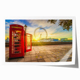 Rolled print of a London cityscape with floral accents in soft pastel colors.