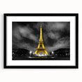 Colorful abstract art print of Paris scenery in vibrant hues on a large framed canvas, ideal for living room decor.