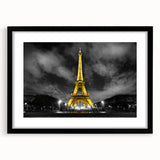 Colorful abstract art print of Paris scenery in vibrant hues on a large framed canvas, ideal for living room decor.