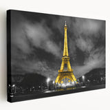 Large Paris skyline canvas with muted gray and blue tones, ideal for kitchen wall art.