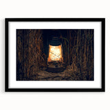 Extra large abstract art print depicting a colorful, textured European scenery, framed in black.