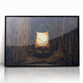 Large abstract wall art depicting a mid-century modernist European scenery in muted earth tones.