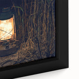 Extra large framed canvas featuring a textured depiction of a Latvian landscape in black with colorful accents.