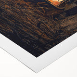 Art deco poster of a European scenery in Latvia, featuring muted earth tones on rolled canvas.