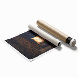 Extra large rolled print of a serene Latvian landscape with soft floral elements in muted green and blue tones.