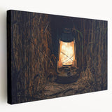 Side view of a stretched canvas featuring a serene Latvian landscape in muted earth tones, ideal for kitchen wall art.