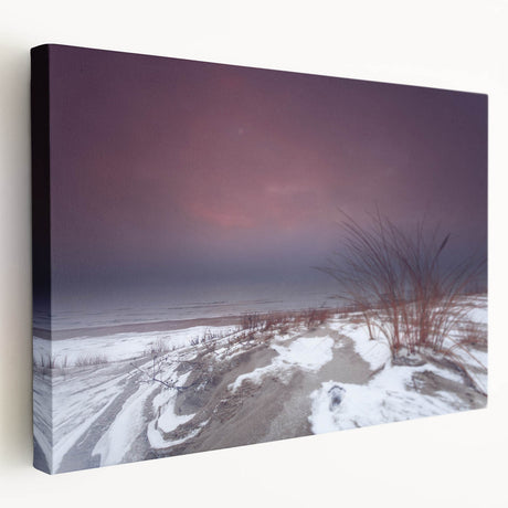 Large art depicting a Lithuanian landscape on stretched canvas, in muted earth tones, ideal for kitchen wall art.
