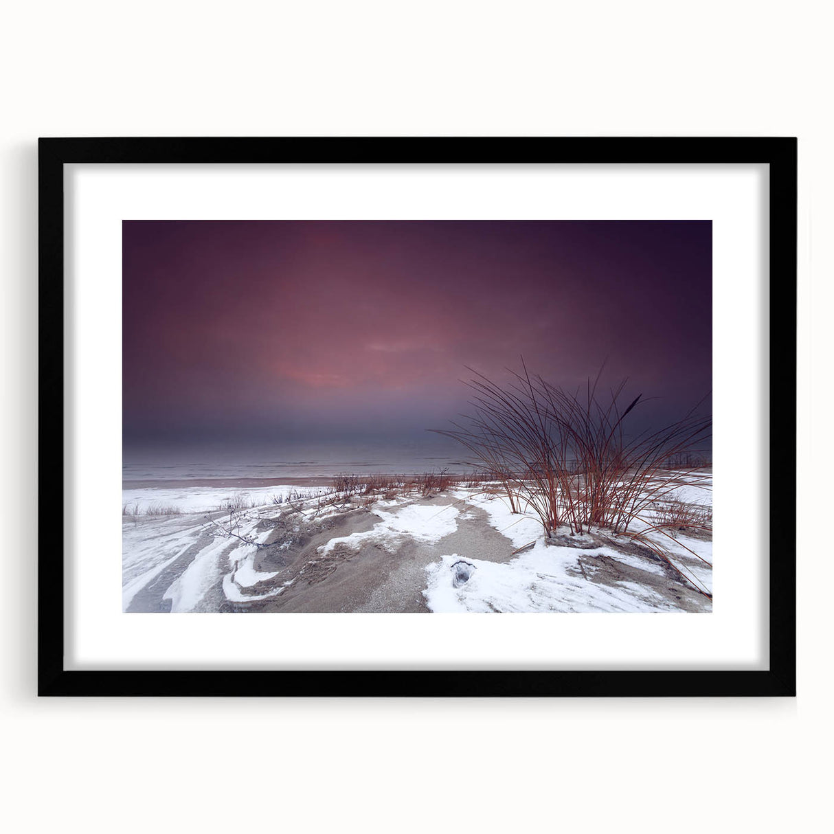 Extra large abstract art print of a colorful, textured European scenery on a black framed canvas.