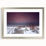 Textured art print of a European landscape in muted earth tones on a silver-framed canvas, suitable for bedroom decor.