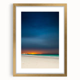 Extra large abstract art print featuring textured scenery of Yucatán in muted earth tones, framed in gold.