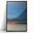 Large abstract wall art depicting a Yucatan scenery in muted earth tones, framed in black acrylic.