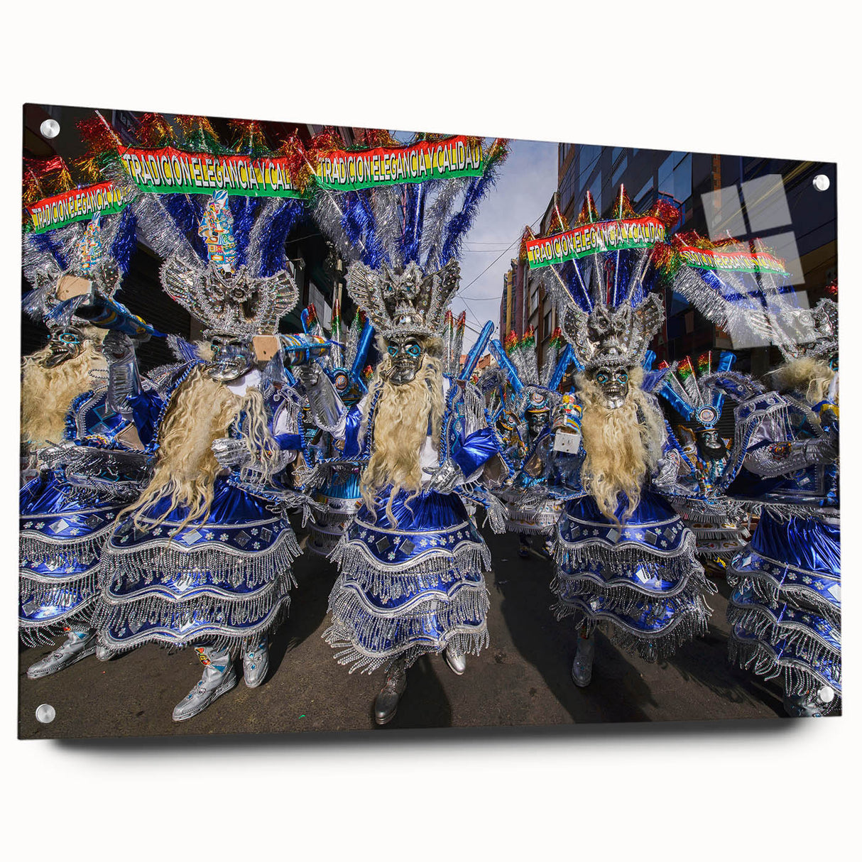 Acrylic print of a Bolivian landscape in vibrant earth tones, suitable for bedroom or dining room decor.