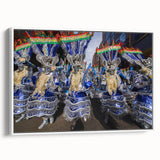 Vintage poster art of a Bolivian landscape on a framed canvas, featuring a colorful palette, ideal for living room decor.