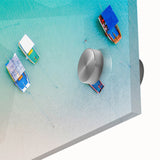 Acrylic print of a large abstract wall art depicting South America's scenery in mid-century modernist style.