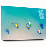 Large abstract wall art depicting a vibrant South American scenery on acrylic glass.