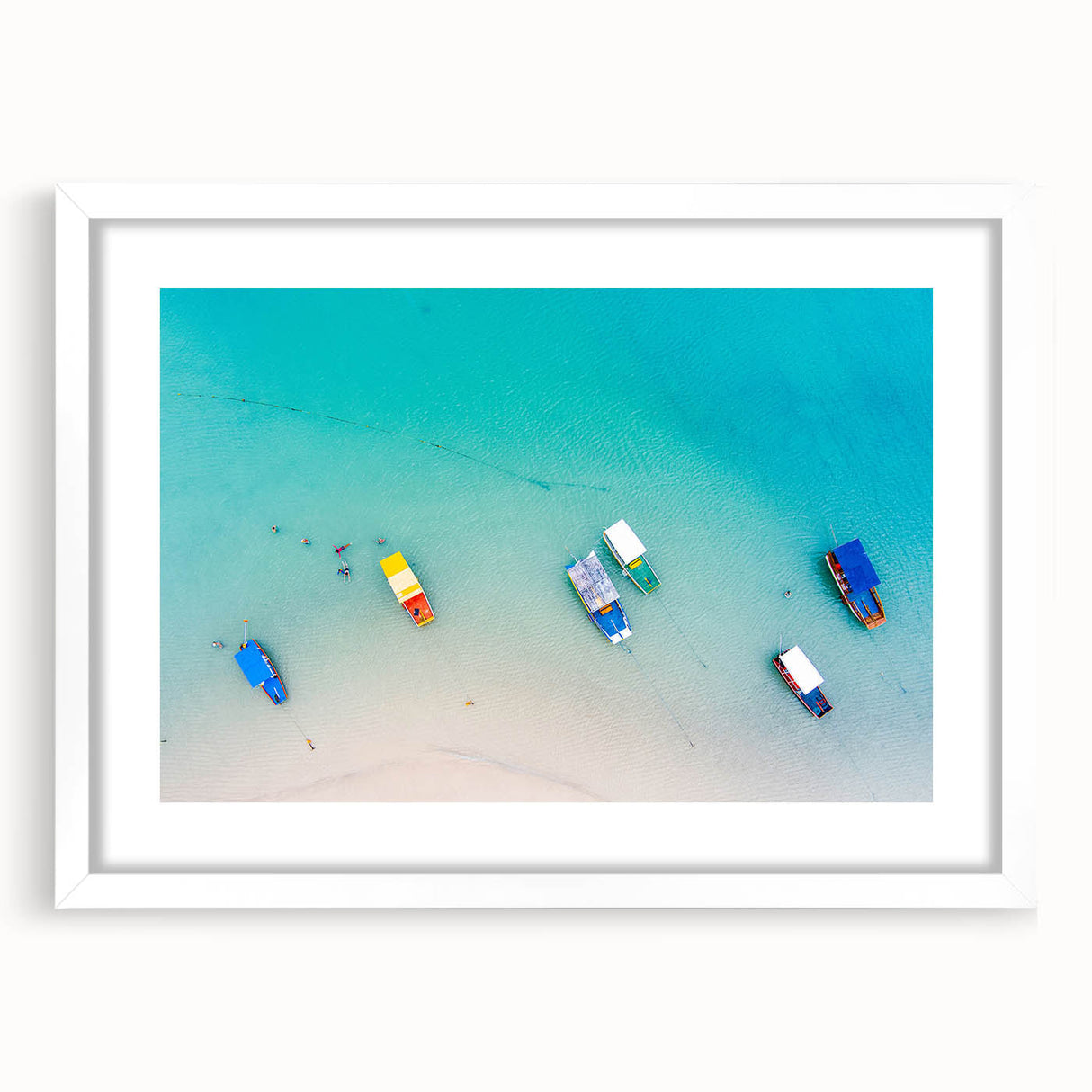 Abstract art print of a Brazilian landscape in muted earth tones on a white framed canvas, suitable for dining room decor.