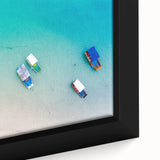 Framed canvas featuring a textured depiction of a vibrant South American landscape in colorful art.