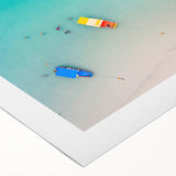 Art deco poster of a Brazilian landscape, featuring vibrant green and blue tones on rolled canvas.