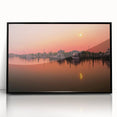 Large abstract wall art depicting a Connecticut landscape in muted earth tones, framed in black acrylic.