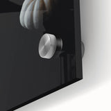 Large abstract wall art in warm autumn hues on acrylic glass, ideal for dining room ambiance.