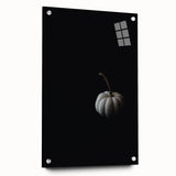 Large abstract wall art on acrylic glass featuring warm autumn hues, ideal for dining room decor.