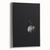 Landscape art painting of autumn trees on framed canvas, featuring a palette of orange and red with a black background.