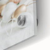 Large abstract wall art in pastel shades on acrylic glass, ideal for dining room art in a mid-century modernist style.