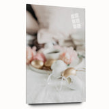 Large abstract wall art on acrylic glass featuring swirling pastel colors, ideal for bedroom or dining room decor.