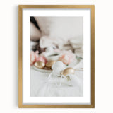 Extra large abstract art print featuring textured swirls in soft pastel colors, framed in gold, ideal for living room decor.