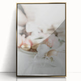 Large art print of a mid-century modernist spring scene in pastel shades on acrylic, ideal for nursery wall art.