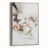 Landscape art painting of spring season on framed canvas, featuring vibrant green and floral hues.