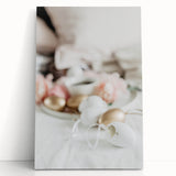 Large black and white stretched canvas depicting a spring scene, ideal for kitchen wall art or bedroom ambiance.