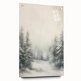 Winter-themed abstract wall art in cool blue and white tones on acrylic glass, suited for bedroom or dining room decor.