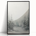 Large abstract wall art depicting a winter scene in muted blue and white tones on a framed acrylic panel.