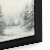 Extra large framed canvas featuring a textured winter scene in black with colorful accents, suitable for living room decor.
