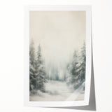 Extra large rolled print featuring a winter-themed floral design in muted blues and whites, ideal for art wall dining room.