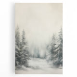 Winter tree landscape in black and white on large stretched canvas, ideal for kitchen wall art.