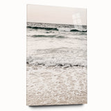 Large abstract wall art on acrylic glass depicting swirling blue and white patterns, ideal for bedroom or dining room decor.