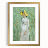 Abstract art print featuring swirling blue and yellow patterns, framed in gold, suitable for bedroom or dining room decor.