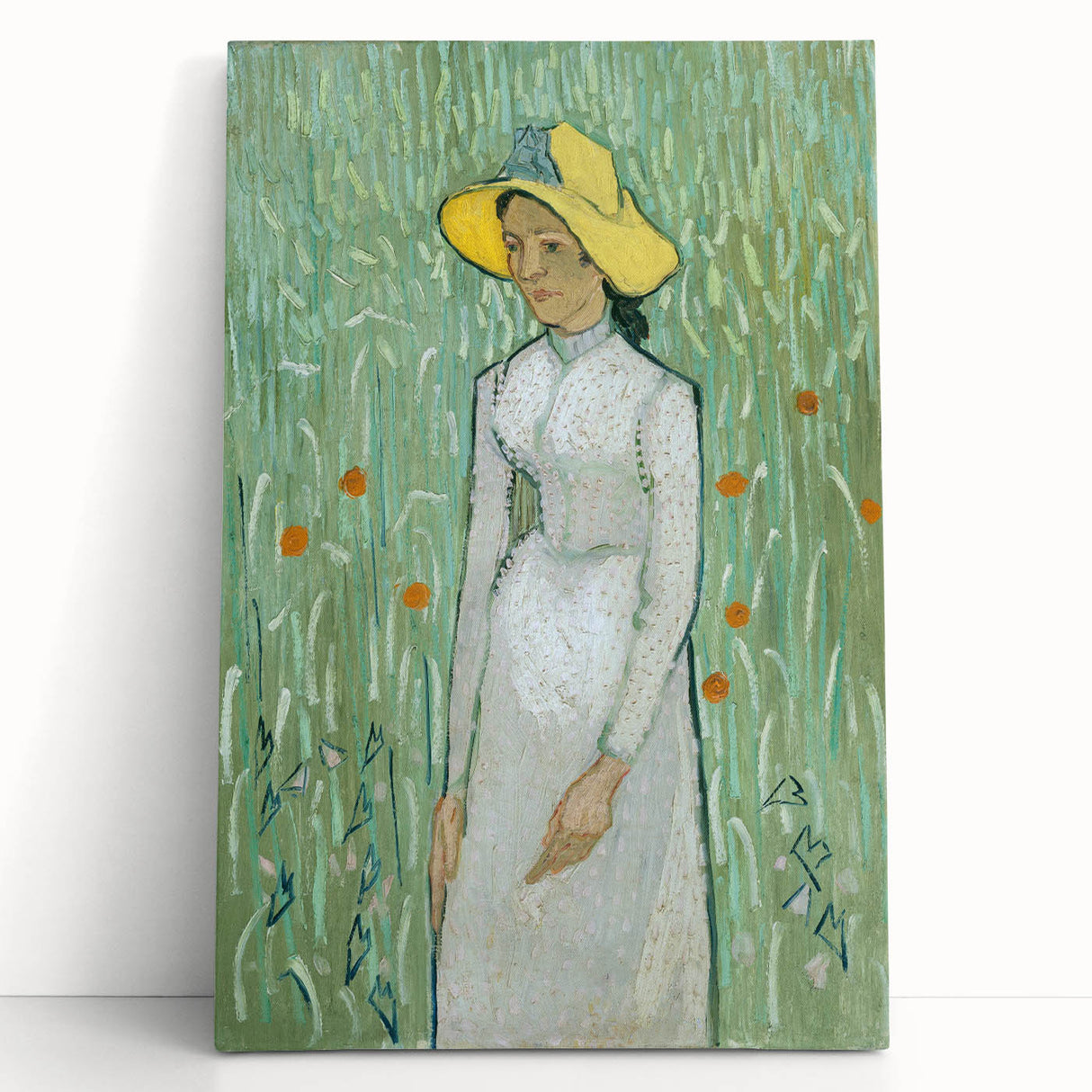 Large black and white print of Van Gogh's painting on stretched canvas, ideal for kitchen wall art.