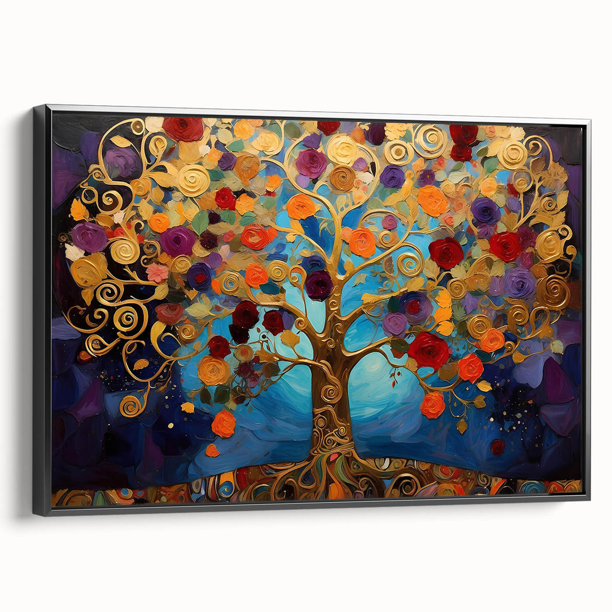 Golden Tree of Life Wall Art - Vibrant Modern Canvas for Living Room