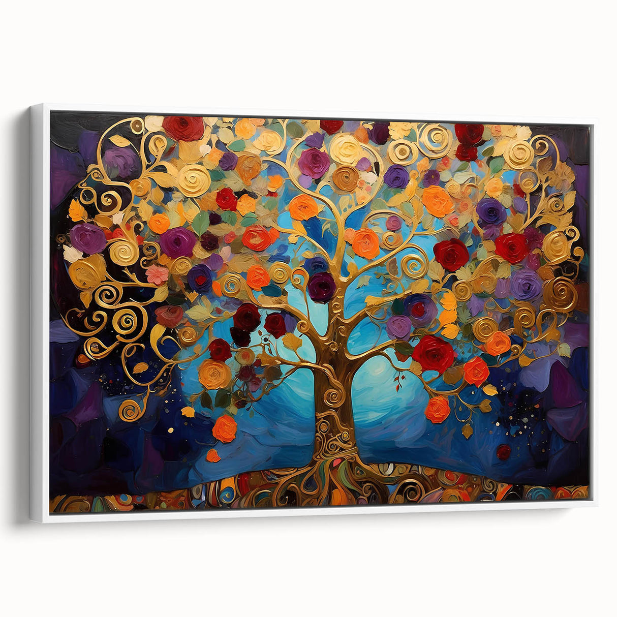 Golden Tree of Life Wall Art - Vibrant Modern Canvas for Living Room