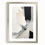 Abstract minimalist wall art frame with a silver mat, showcasing geometric shapes in soft pastel colors, perfect for modern home decor and aesthetic enhancement.