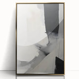 Abstract minimalist wall art featuring a gold-accented design in a sleek black frame, ideal for modern decor, adding elegance to any interior space.