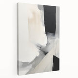 Abstract minimalist wall art in a side view, showcasing a stretched canvas with soft color gradients and geometric patterns, ideal for modern decor.