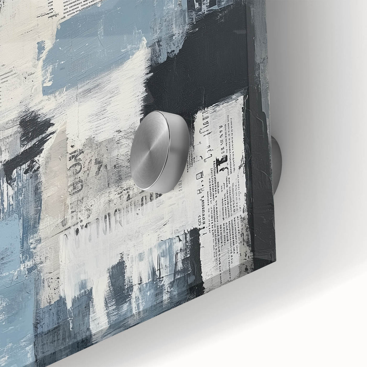 Geometric Abstract Wall Decor – Blue, Black & Urban Texture Collage