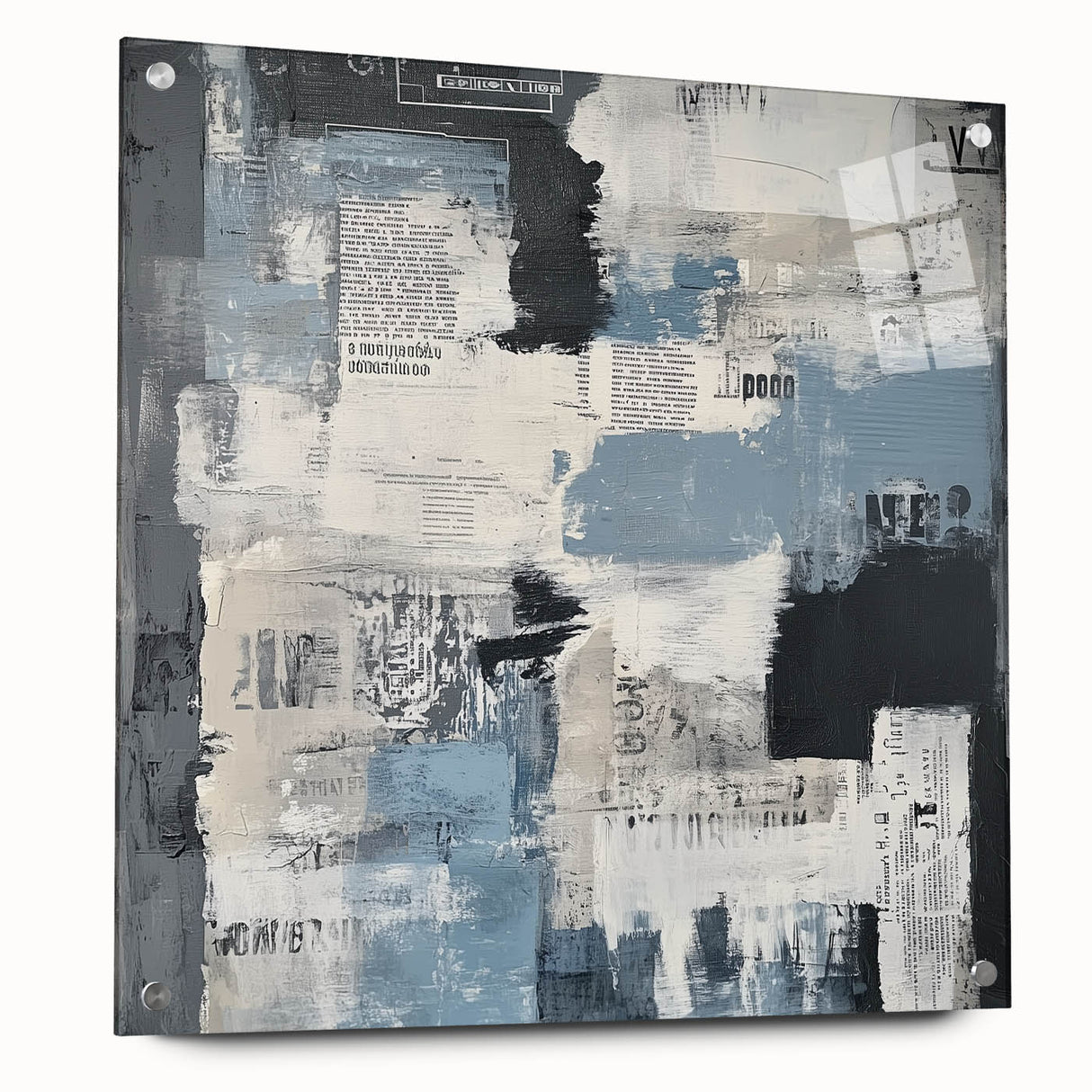 Geometric Abstract Wall Decor – Blue, Black & Urban Texture Collage