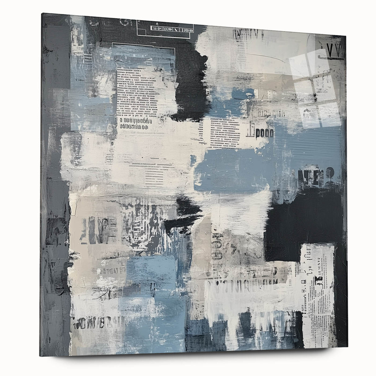 Geometric Abstract Wall Decor – Blue, Black & Urban Texture Collage