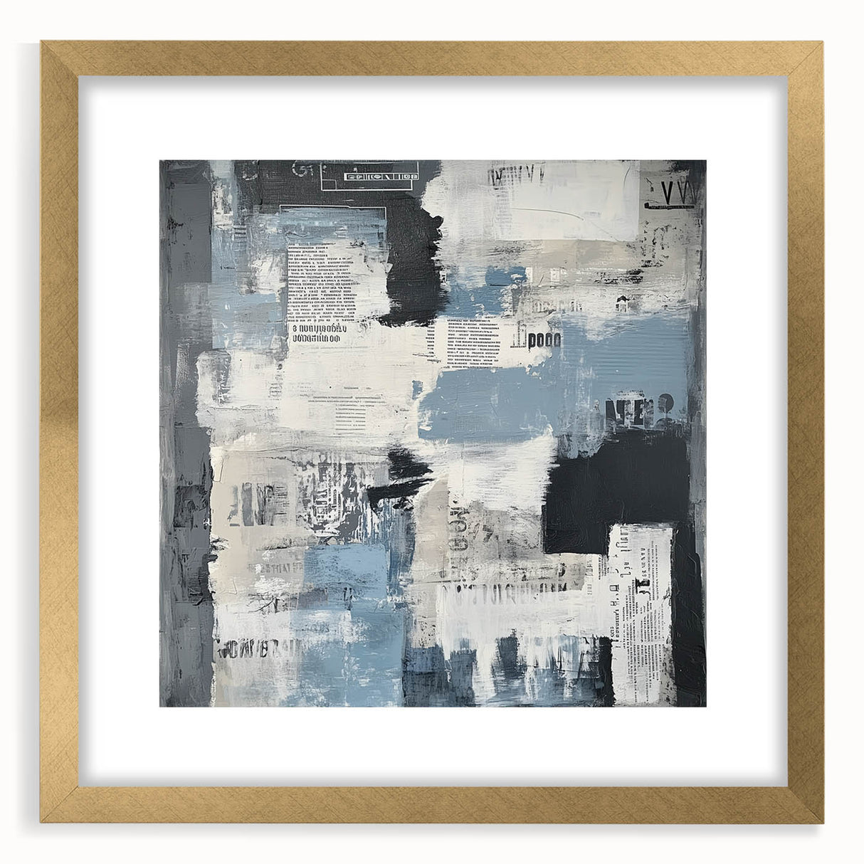 Geometric Abstract Wall Decor – Blue, Black & Urban Texture Collage