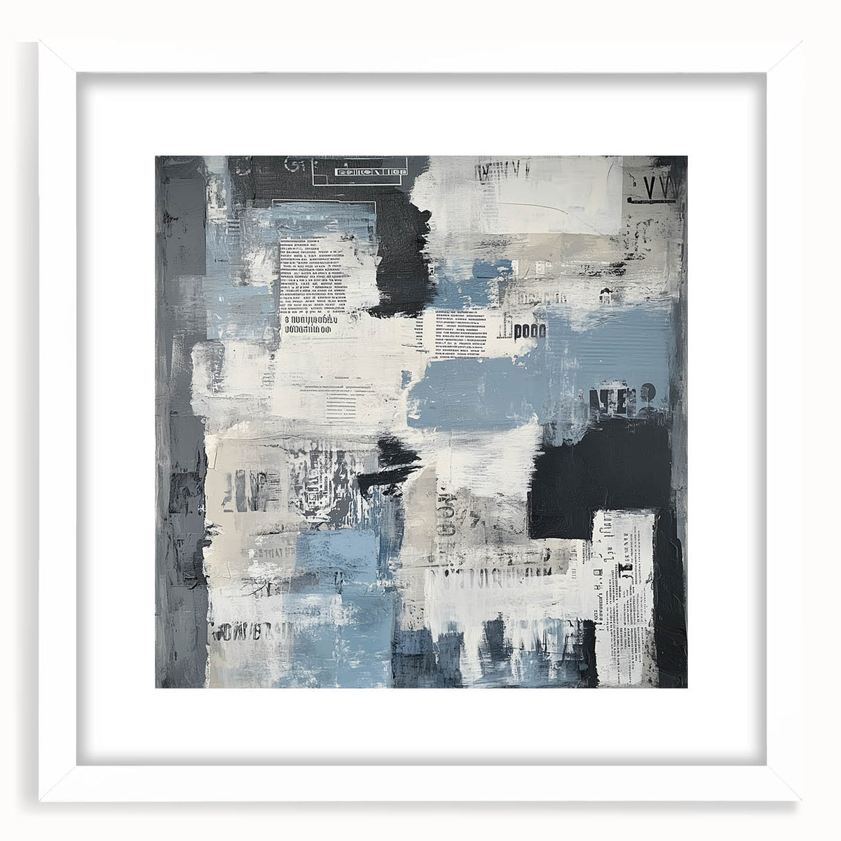Geometric Abstract Wall Decor – Blue, Black & Urban Texture Collage